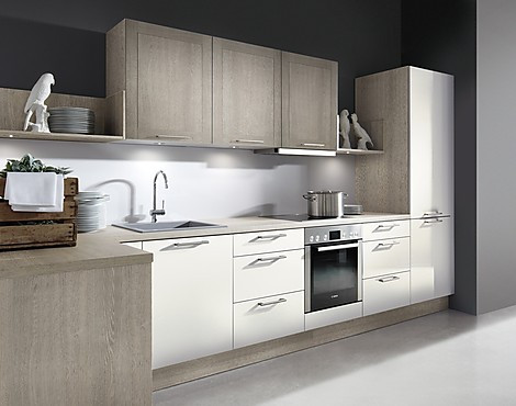 Moderne L-vorm keuken van kasmihr kleurig kunststof pas in elk interieur - Schröder Touch