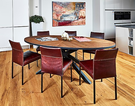 Ovale tafel met 6 stoelen - 6 KFF stoelen leder met ovale eettafel Maxfurm