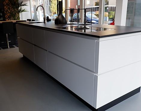 Greeploze ultra mat fingerprintproof eilandkeuken - Easytouch Antraciet / Alpine wit
