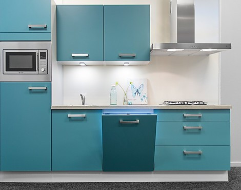 IP1200 Staalblauw 37 - Kleine rechte keuken in mat staalblauw