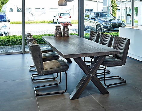 Eetkamertafel - Eiken met metaken onderstel, 100 x 240 cm