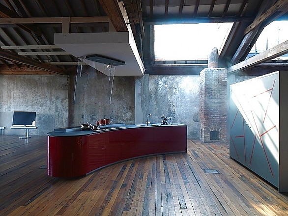 Design keuken Alessi Volo in hoogglans rood (Valcucine Keukens) Keuken Rood Wit : Design keuken Alessi Volo in hoogglans rood (Valcucine Keukens)