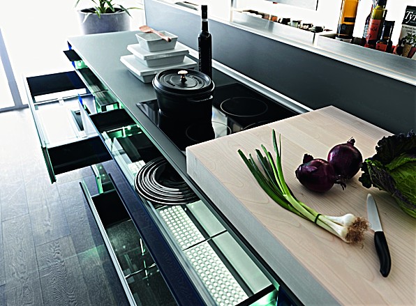Blauw Keuken Keuken Licht Blauw : Blauw Keuken : keukenlades met blauw glazen bodem zuordnung stil luxe