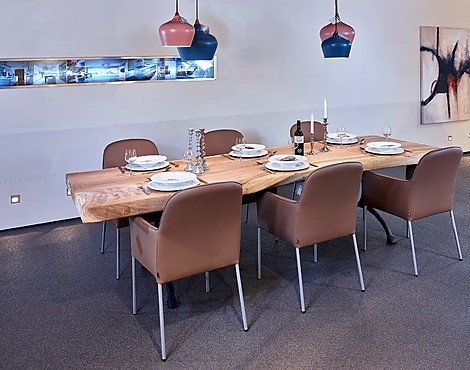 6 Comfortabele eetkamerstoelen, leder, bruinbeige - 653