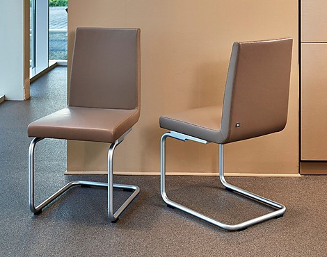 6 Eetkamerstoelen - FS 620, leder beige-bruin