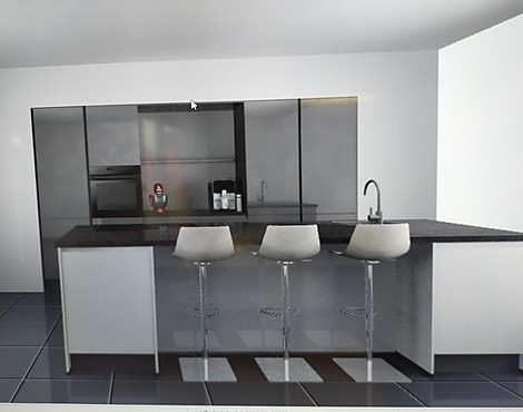 Hoogglans eiland keuken Flash - Line-N Flash hoogglans wit gecombineerd met Schiefer grijs