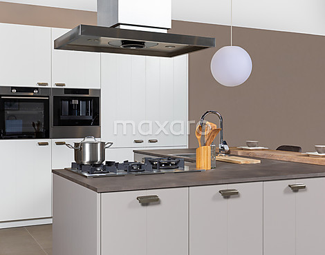 Hoek- eilandkeuken in wit met klei - Vertex
