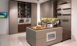 Een greeploze designkeuken in U-vorm. Met contrasterende fronten van donker hout en licht decor, straalt deze keuken verfijnde elegantie uit. Dankzij Ballerina's innovatieve ontwerp en hoogwaardige uitrusting is functionele perfectie gegarandeerd. Zuordnung: Stil Moderne keukens, Planungsart U-vormige keuken