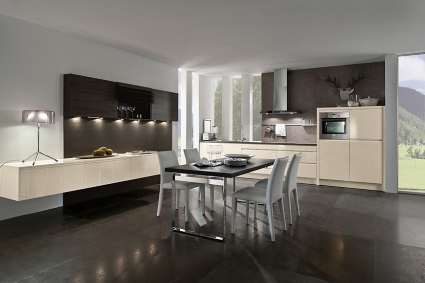 Moderne keuken acacia hout met grijs aanrechtblad